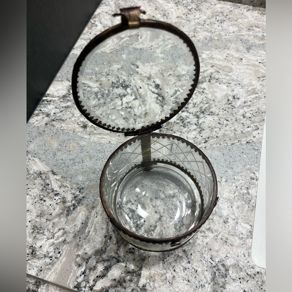 Brass & Cut Glass Jewelry / Vanity Box - Picture 2 of 7